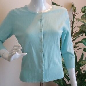 Feminine Light-Blue "Faded Glory" Button-Down Cardigan